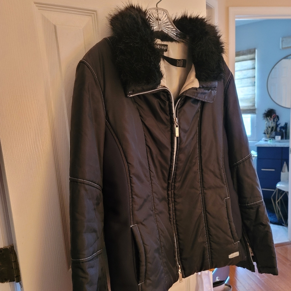 Bebe Sport nylon winter jacket w/faux fur